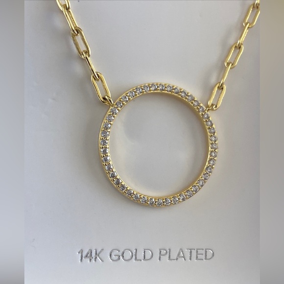 Sterling Forever 14K Yellow Gold Plated Open Circle Cubic Zirconia Necklace - Picture 5 of 9